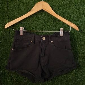 BULLHEAD Black Denim High Rise Ripped Shorts